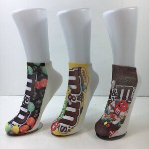 Unisex M&Ms Candy-Themed Novelty Ankle Socks 3 Pack Peanut Milk Chocolate